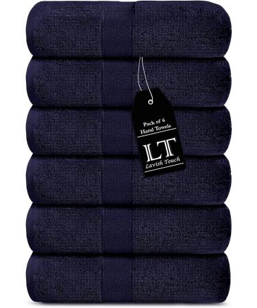 Lavish Touch Hand Towels - Luxury Spa Quality 100% Cotton 600 GSM Pack of 6 | Soft, Highly Absorbent Midnight Hand Towels for Bathroom, Kitchen, Hotel, Gym - Buy Online on GoSupps.com
