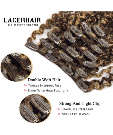 22 inch Afro Jerry Curly Clip in Human Hair Extensions for Black Women - Natural Black Color - 100% Brazilian Hair - #P4/27 - Buy Online on GoSupps.com