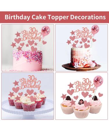 30th Birthday Cake Toppers Rose Gold 30th Birthday Love Heart Cake Topper 30th Birthday Cake Toppers Decorations With Heart Star Balloon Cupcake Glitter Topper Cake Decorations for 30th Birthday Rosegold 30th - Buy Online on GoSupps.com