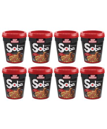 Nissin Soba Noodles Chili Flavour 8 Pack Wok Style Nissin Noodles - Soba Cup Noodles Bundled by The Great British Kitchen