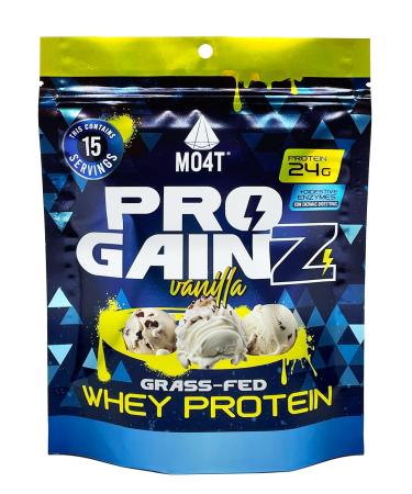 MO4T ProGainz - Grass-Fed Whey Protein Concentrate Powder - Whey Concentrate with Digestive Enzymes - 24g of Whey Concentrate Protein per Serving- Proteina para ganar masa Muscular