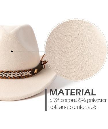 Gossifan Western Cowboy & Cowgirl Hat Felt Wide Brim Fedora - Beige Medium - Buy Online on GoSupps.com