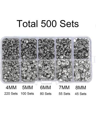 500 Sets CZ White Crystal Rivets for DIY Leather-Craft & Garment | Rapid Rhinestone Studs in Silver Color (Mixed 01) - Buy Online on GoSupps.com