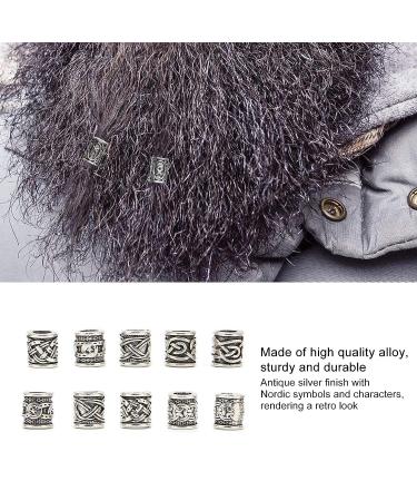10Pcs Viking Beard Beads & Compass Pendant Set for Men - DIY Bracelet Jewelry Pendants - Norse Dreadlock Hair Tube Beads - Buy Online on GoSupps.com