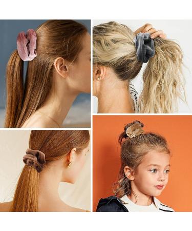 12 Pcs Neutral Velvet Hair Scrunchies - Elastic Hair Ties for Women & Girls | 12 Colors - Buy Online on GoSupps.com