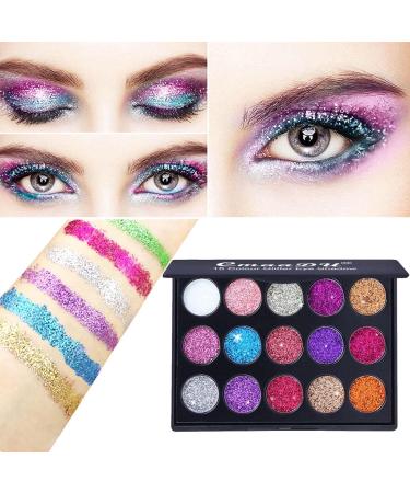 Glitter Makeup Palette Shimmer Eye Shadow Powder - Waterproof Makeup Palette for Face Body Highly Pigmented Sillervan 01 - Buy Online on GoSupps.com