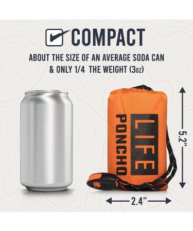 Emergency Survival Poncho Set with Thermal Mylar Blankets - Camping, Hiking, Bug Out Bag Gear - Includes Whistle & Paracord String (Orange) - Buy Online on GoSupps.com