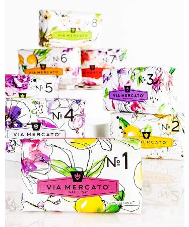 Via Mercato Italian Soap Bar (200 g) No. 4 - Violets, Magnolia & Amber Scented Bar Soap - Buy Online on GoSupps.com
