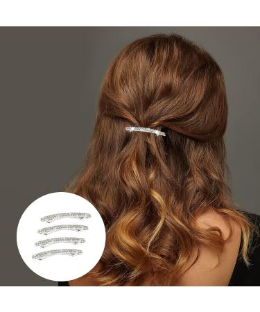 Sparkly Rhinestone Hair Clips - Silver Metal Barrettes for Women and Girls - Buy Online on GoSupps.com