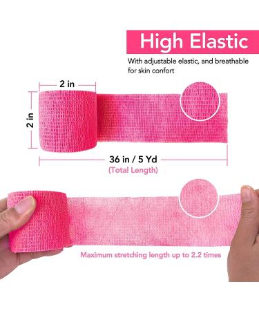 Cohesive Bandage 2" x 5 Yards 6 Rolls Self Adherent Wrap Medical Tape Adhesive Flexible Breathable First Aid Gauze Ideal for Stretch Athletic Ankle Sprains & Swelling Sports (Neon Pink) - Buy Online on GoSupps.com