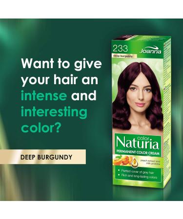 Joanna Naturia Color Permanent Hair Color Cream Goodness of Milk Proteins & Peach Extracts Premium-Quality Hair Dye Provides Soft and Lustrous Hair Long-Lasting Hair Colors Deep Burgundy - Buy Online on GoSupps.com