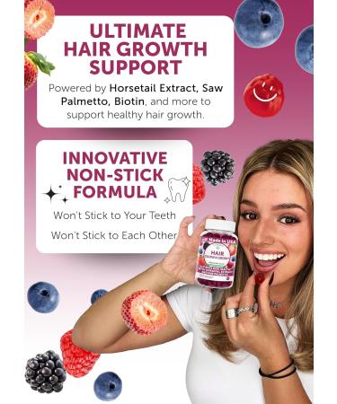 Lunakai USA Made Super Hair Gummies with Biotin Zinc Horsetail Extract & Saw Palmetto - Hair Growth Vitamins for Women & Men Supports Thicker Longer Stronger Tresses Skin & Nails 60ct Super Hair - Mixed Berry 60 Cou  - Buy Online on GoSupps.com