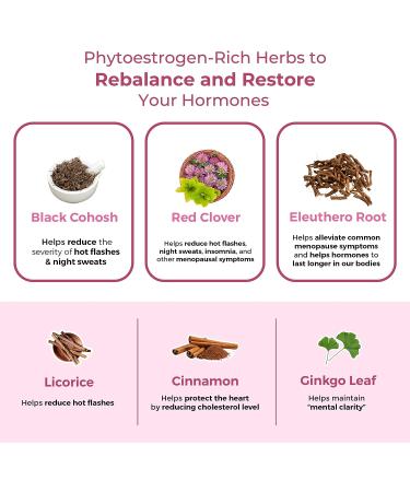 VoomVaya Menopause Support Tea - Red Clover & Black Cohosh Blend for Hormone Balance, Hot Flashes, Night Sweats & Mood Swings - Peach Flavor - 30 Teabags - Buy Online on GoSupps.com