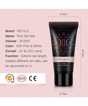 Rstyle Poly Nail Gel - 2x30ml Pink Art Acrylic Gel for Perfect Nails | UV/LED Manicure & Nail Extensions | Professional Strength & Natural Look - Buy Online on GoSupps.com