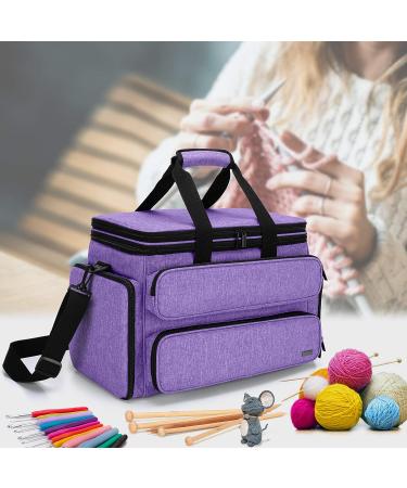 YARWO Knitting Yarn Bag - Portable Crochet Storage Tote for Needles and Yarn - Purple - Buy Online on GoSupps.com