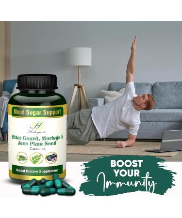 HERBOGANIC Bitter Gourd Moringa and Java Plum Seed Capsules | 500mg |All Natural Detoxification | 60 Capsules - Buy Online on GoSupps.com