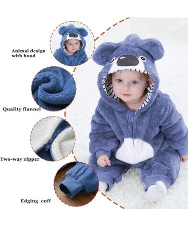 Doladola Unisex Baby Animal Romper - Spring/Autumn Flannel One Piece Pyjamas (12-18 Months, Bluekoala) - Buy Online on GoSupps.com