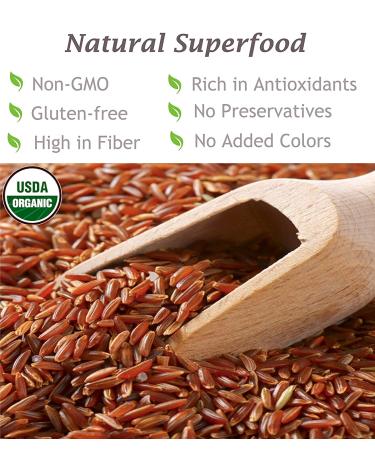 Organic Thai Red Jasmine Rice 2 LB - Gluten Free Superfood from Thailand - Buy Online on GoSupps.com