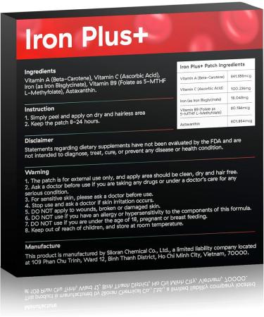 SILORAN Iron Plus Patch (48 Days Supply) - Iron Patches for Women and Men - Buy Online on GoSupps.com
