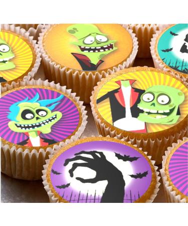 24 Zombie edible Cupcake Cake Toppers Wafer Rice Paper precut decoration