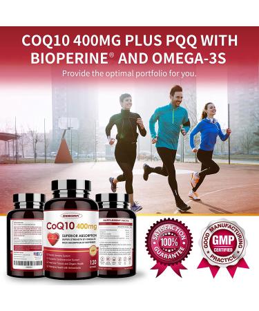 High-Absorption CoQ10 400mg Softgels with PQQ, BioPerine & Omega-3 - Powerful Antioxidant Supplement for Heart Health & Energy - 120 Servings - Buy Online on GoSupps.com
