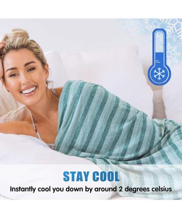 Double Sided Cooling Blanket - King Size 108x90 - Lightweight Breathable Oversize Blanket for Hot Sleepers - Green Stripe Design - Buy Online on GoSupps.com