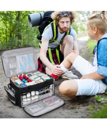 Jamiukro Big First Aid Bag | Empty Emergency Nurse Punch & Medication Travel Bag | Black Medical Storage Solution - Buy Online on GoSupps.com