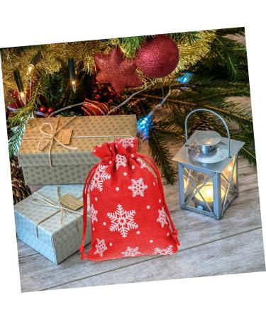 SEWOART 10pcs Snowflake Burlap Bag Party Supply Holiday Pouch Christmas Bag Drawstring Storage Bags 14X10X0.3CM Red - Buy Online on GoSupps.com