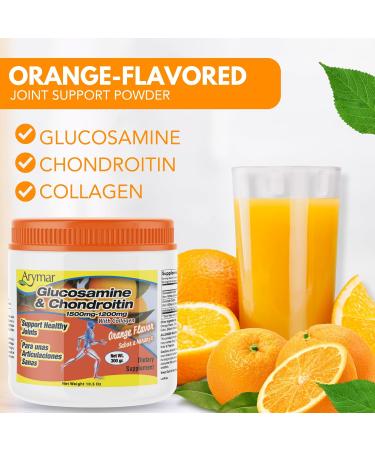 Arymar Glucosamine 1500 mg + Chondroitin 1200 mg + Hydrolyzed Collagen Powder. Orange Flavor Joint Support Formula for Active Adults 10.5 oz 2 Pack - Buy Online on GoSupps.com