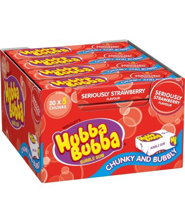 Hubba Bubba Chewing Gum Snappy Strawberry Mega Long Tape 12 Packs of 180 cm & Chewing Gum Seriously Strawberry 20 Packs of 5 Pieces - Buy Online on GoSupps.com