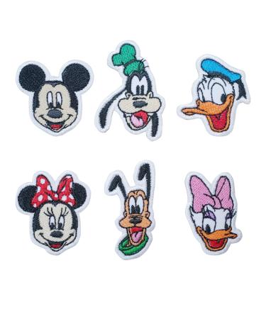 Octory 6 PCS Mini Set Cute Cartoon Mickey Iron On Patch for Clothing Saw On/Iron On Embroidered Patch Applique for Jeans, Hats, Bags