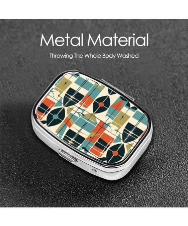 Modern Mid Century 2 Compartment Pill Case - Cute Travel Pill Organizer & Purse Pill Box for Pocket Gifts - Buy Online on GoSupps.com