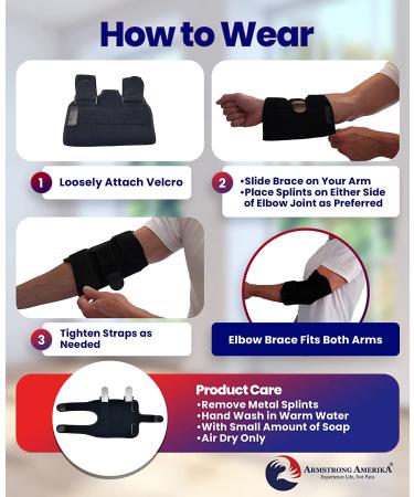 Elbow Splint for Tendonitis & Cubital Tunnel Brace - Tennis Elbow Support with Arm Compression Sleeve - Ulnar Nerve Brace for Men & Women - Pain Relief & Sleep Aid - Buy Online on GoSupps.com