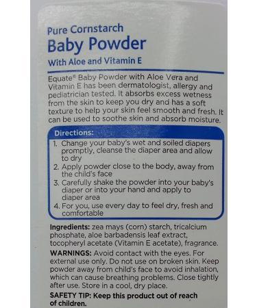 Equate Pure Cornstarch Baby Powder with Aloe & Vitamin E 15oz | Judastice - Buy Online on GoSupps.com