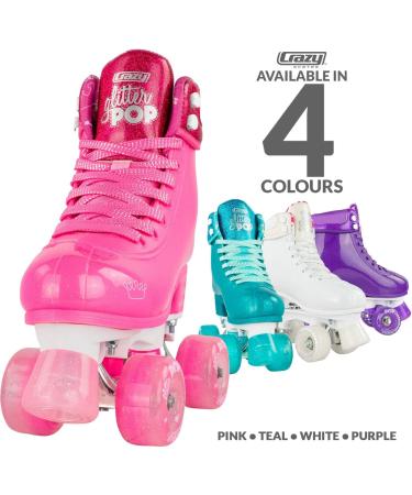 Crazy Skates Glitter Pop Adjustable Roller Skates - Pink - Size Adjustable - Medium - US Men 3-6, US Women 3-6, EU 35-38 - Buy Online on GoSupps.com