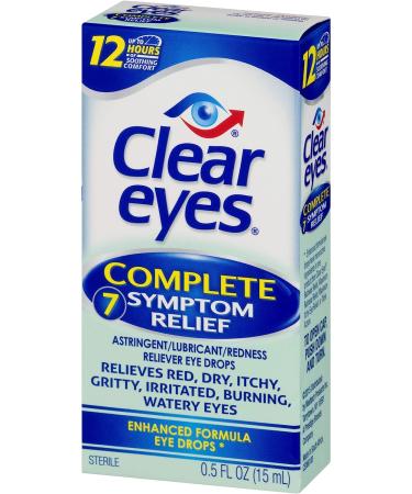 Clear Eyes Complete 7 Symptom Relief Eye Drops 0.5 Fl Oz (Pack of 3) - 1.5 Ounce - Buy Online on GoSupps.com