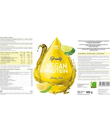 Peak Fruity Vegan Protein - 400g Lemon Lime | 20 Portions | Clear Fat-Free Protein Powder with BCAAs | Sugar-Free & Perfect Solubility - Buy Online on GoSupps.com