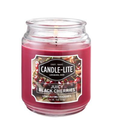 CANDLE-LITE Scented Juicy Black Cherries Fragrance, One 18 oz. Single-Wick Aromatherapy Candle with 110 Hours of Burn Time, Dark Red Color Juicy Black Cherries 18 oz