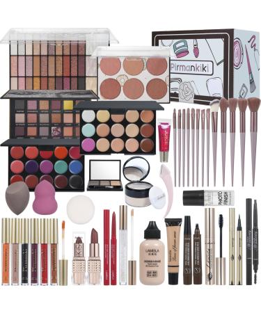 All in One Makeup Kit for Women Full Kit Makeup Gift Set for Girls & Teen Travel Makeup Set Professional Makeup Kit Includes Kit Eyeshadow Lipstick Brow Pencil Eyeliner Brush Set (set1)