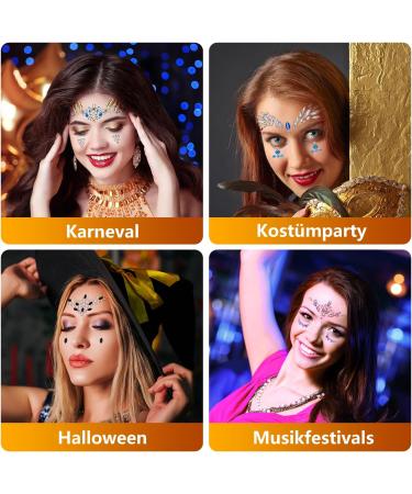 Shop Gemstone Rhinestones & Glitter Face Stickers Self-Adhesive Jewelry Stones for Masquerade Party Makeup | Ogodeal - Buy Online on GoSupps.com