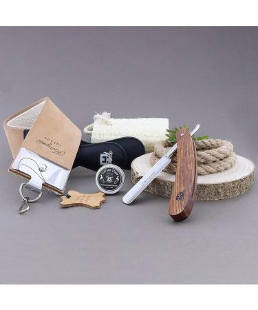 Vintage Style Men's Shaving Set with Synthetic Hair Shaving Brush and Cut Throat Razor - Barber Style, Double XL Leather Strop, Stainless Steel Bowl, Sharping Paste, Aluminum Stick - Free Shipping - Buy Online on GoSupps.com