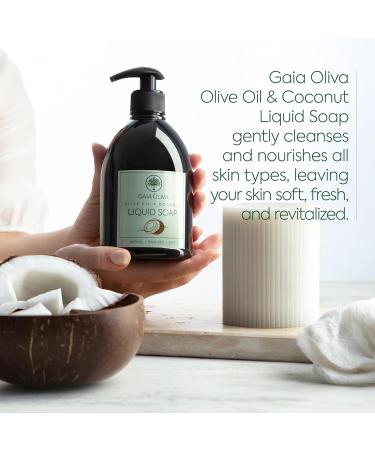 GAIA Oliva Olive Oil Hand Soap Liquid Luxury Moisturizing Liquid Hand Soap for Bathroom & Kitchen Natural Ingredietns for Dry Cracked Hands with Coconut Scent 16.9 FL OZ Bottle (Pack of 2) Coconut 16.9 Fl Oz (Pack of 2) - Buy Online on GoSupps.com