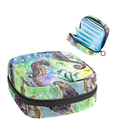 GIAPB Period Bag Sanitary Napkin Storage Bag Period Pouch Travel Makeup Bag Art Animal Underwater World Color1231