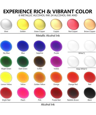 30 Bottles Alcohol Ink Set - Vibrant Colors for Resin Art, Petri Dish, Epoxy, Tumbler Cup Painting - 10ml Each - Buy Online on GoSupps.com