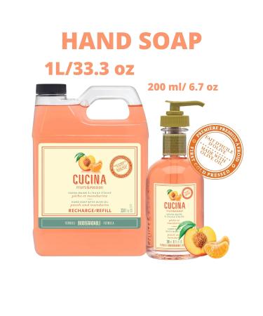 Cucina Peach & Mandarin Hand Soap Set - 200ml Bottle & 1L Refill | International Shipping - Buy Online on GoSupps.com