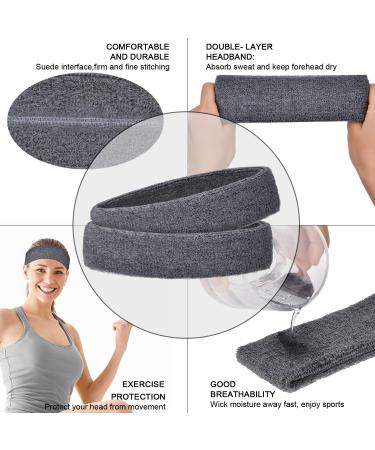 3 Pack Sports Headband Welding Tape for Men & Women | Non-Slip Moisture-Wicking Athletic Cotton | Gray Hair Bands - Buy Online on GoSupps.com