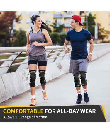 Shop Cambivo 2x Kniebandage for Men & Women - Orthopedic Knee Support for Meniscus Tear ACL Arthritis - Ideal for Running Hiking Volleyball - Black/Blue - Buy Online on GoSupps.com
