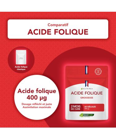  Laboratoires Nutrimea FOLIC ACID Vitamin B9 Superior Absorption Supplement for Pregnant Women Reduces Fatigue 60 Vegan Capsules - Buy Online on GoSupps.com