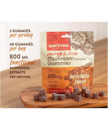 Mushroom Energy&Focus Sugar Free Gummies - Mushroom Supplement with Reishi, Cordyceps, Lion s Mane, and Ginseng for Natural Energyand Mental Clarity - Natural Horchata Flavor, Gluten-Free, 60 Gummies - Buy Online on GoSupps.com