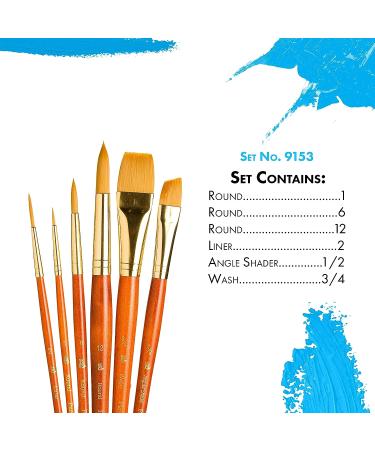 Princeton Real Value Series 9100 Paint Brush Set - Syn-Gold Taklon for Acrylic, Oil, and Watercolor Painting - 9 Piece Variety Pack - Buy Online on GoSupps.com